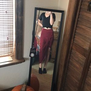 DONATING SOON Deep red high-low skirt